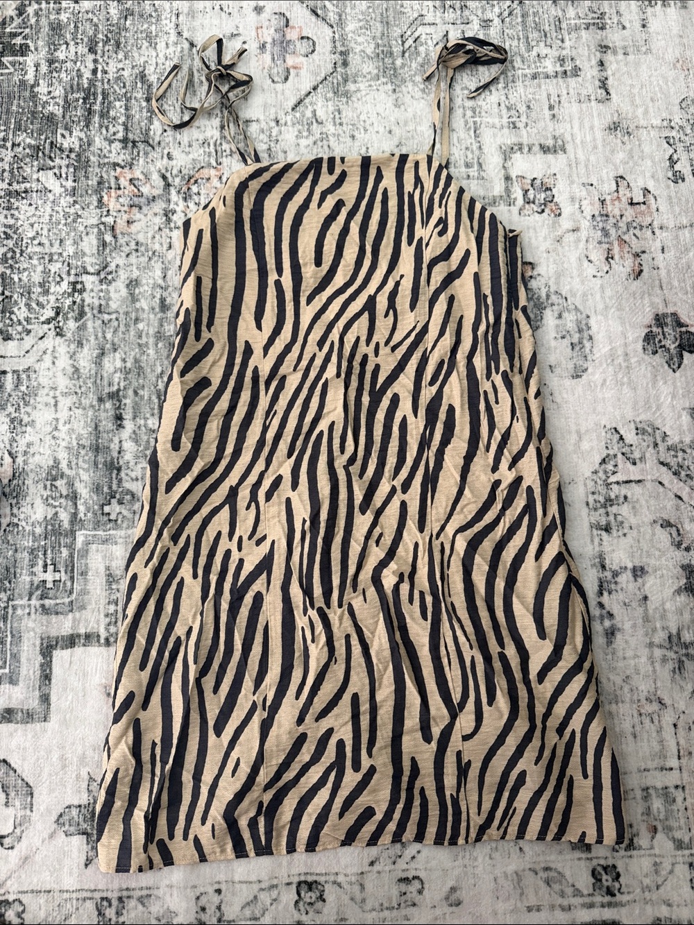 H&M Beige and Black Zebra-Print Mini Dress NEVER WORN
